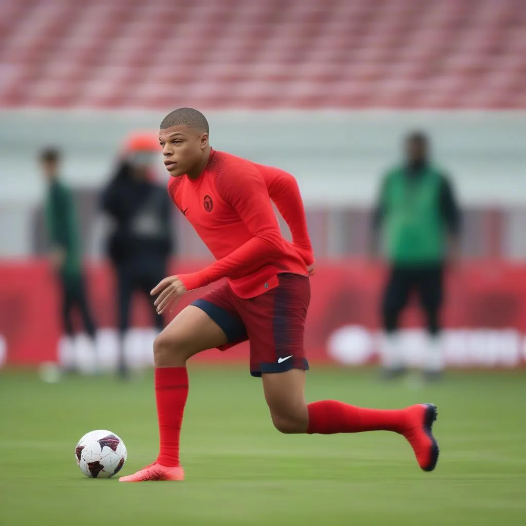 Mbappe đang tập luyện