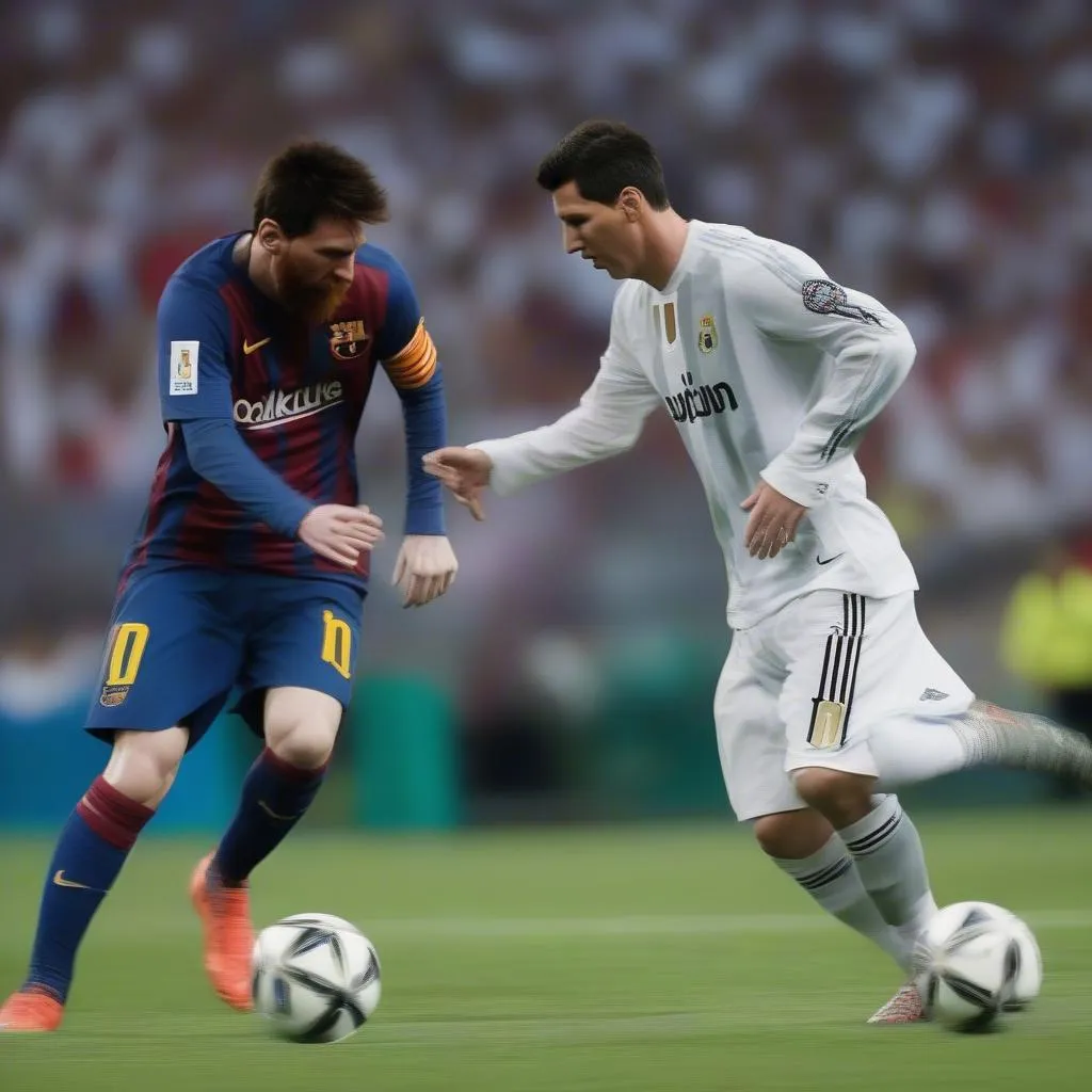 Messi lừa bóng qua Ronaldo và ghi bàn dưới mũi Ronaldo