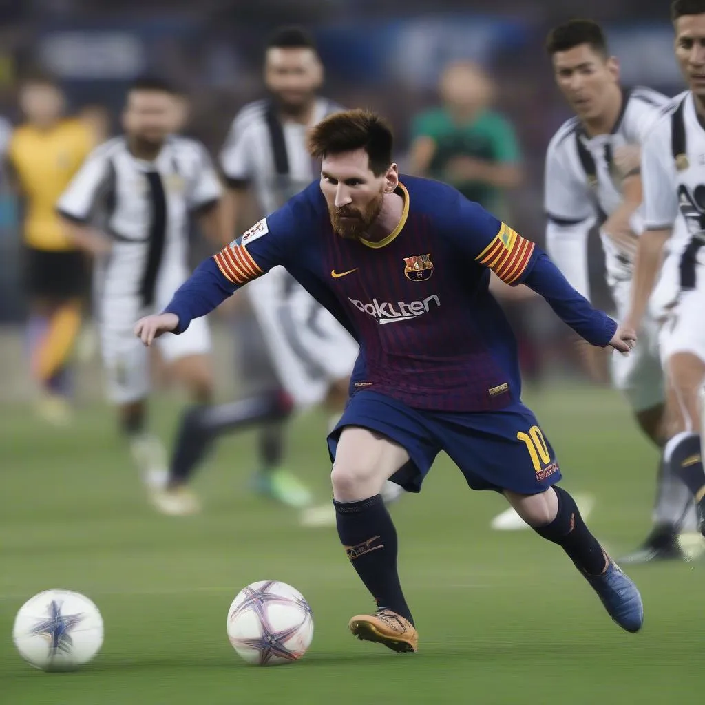 cầu thủ messi rê bóng