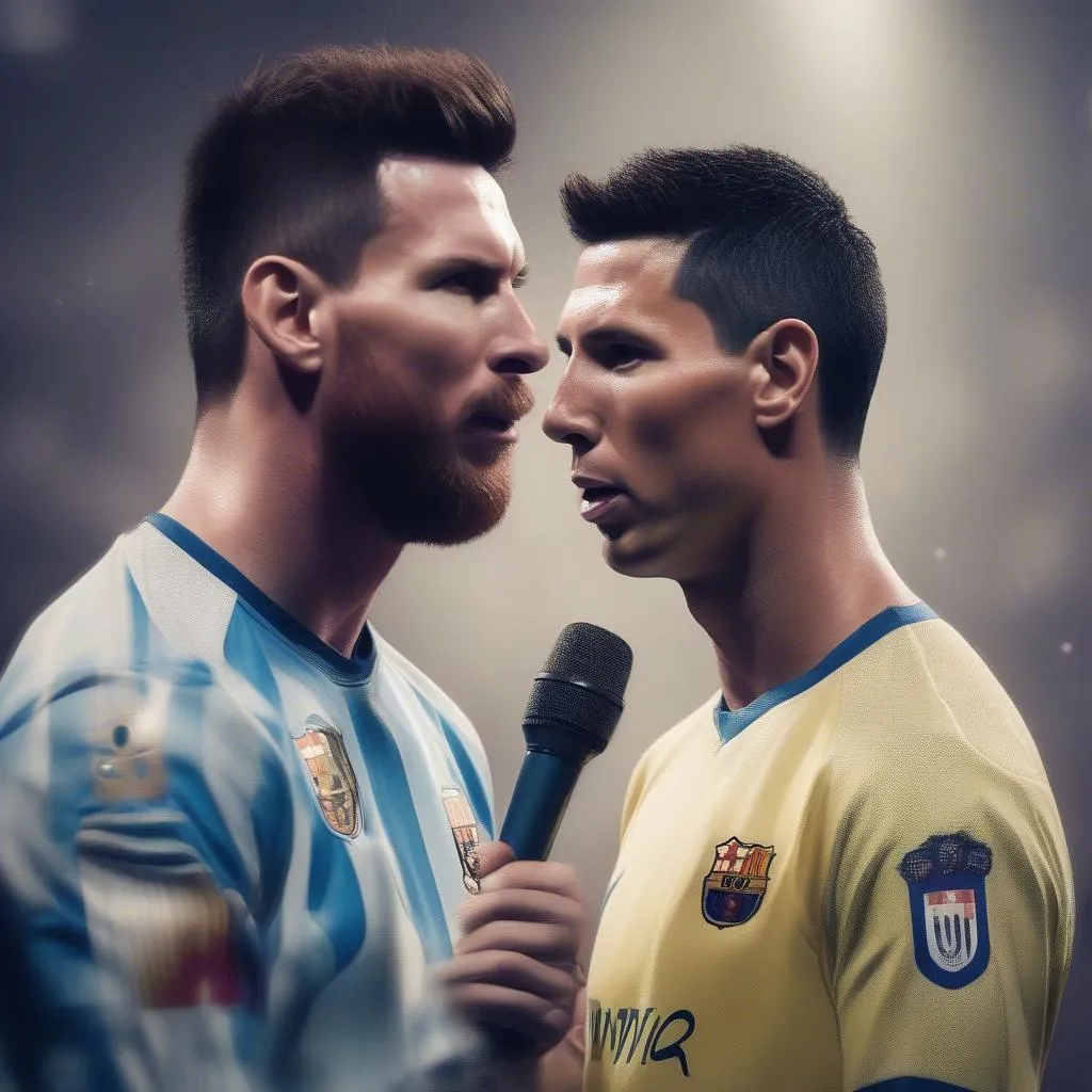 Messi và Ronaldo rap battle với micro