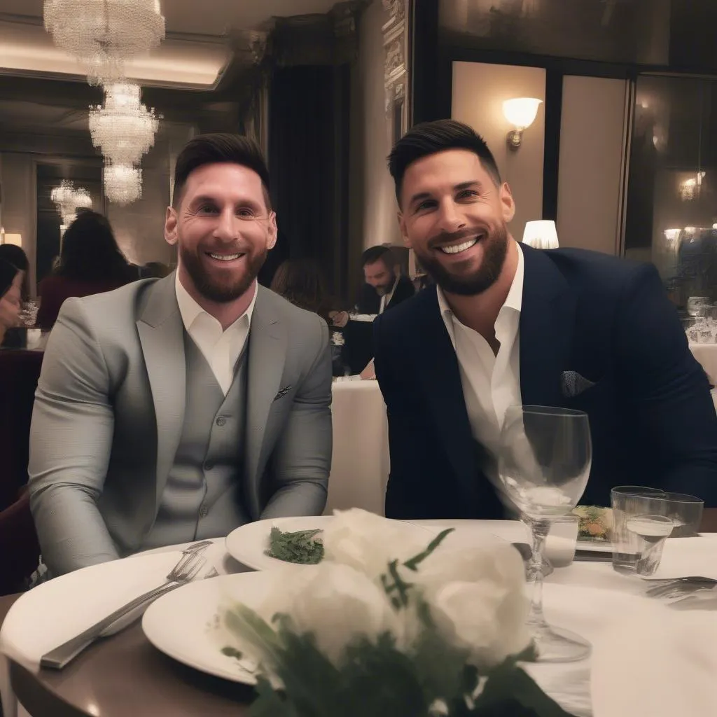 Messi và Ronaldo cùng ngồi một bàn ăn, trò chuyện vui vẻ, là một giấc mơ đẹp của nhiều người hâm mộ.