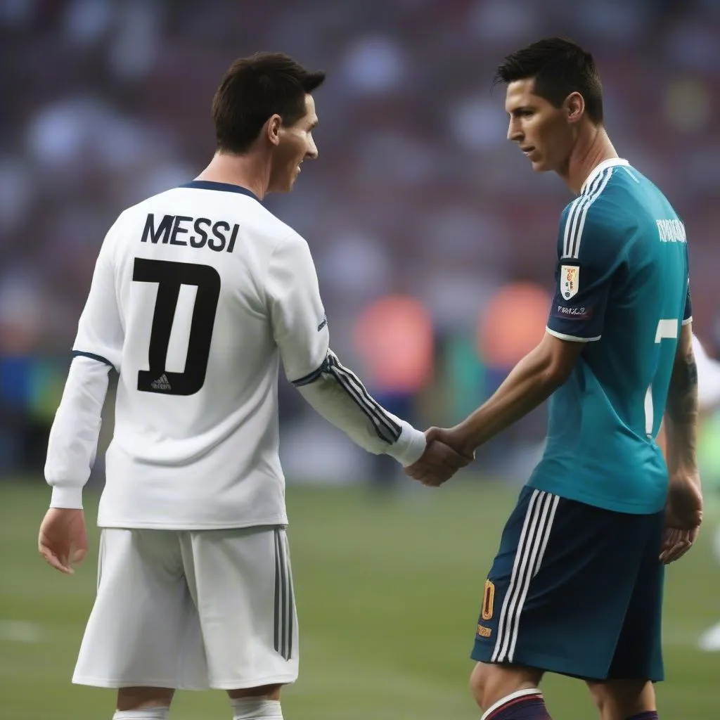 Messi và Ronaldo bắt tay sau trận đấu