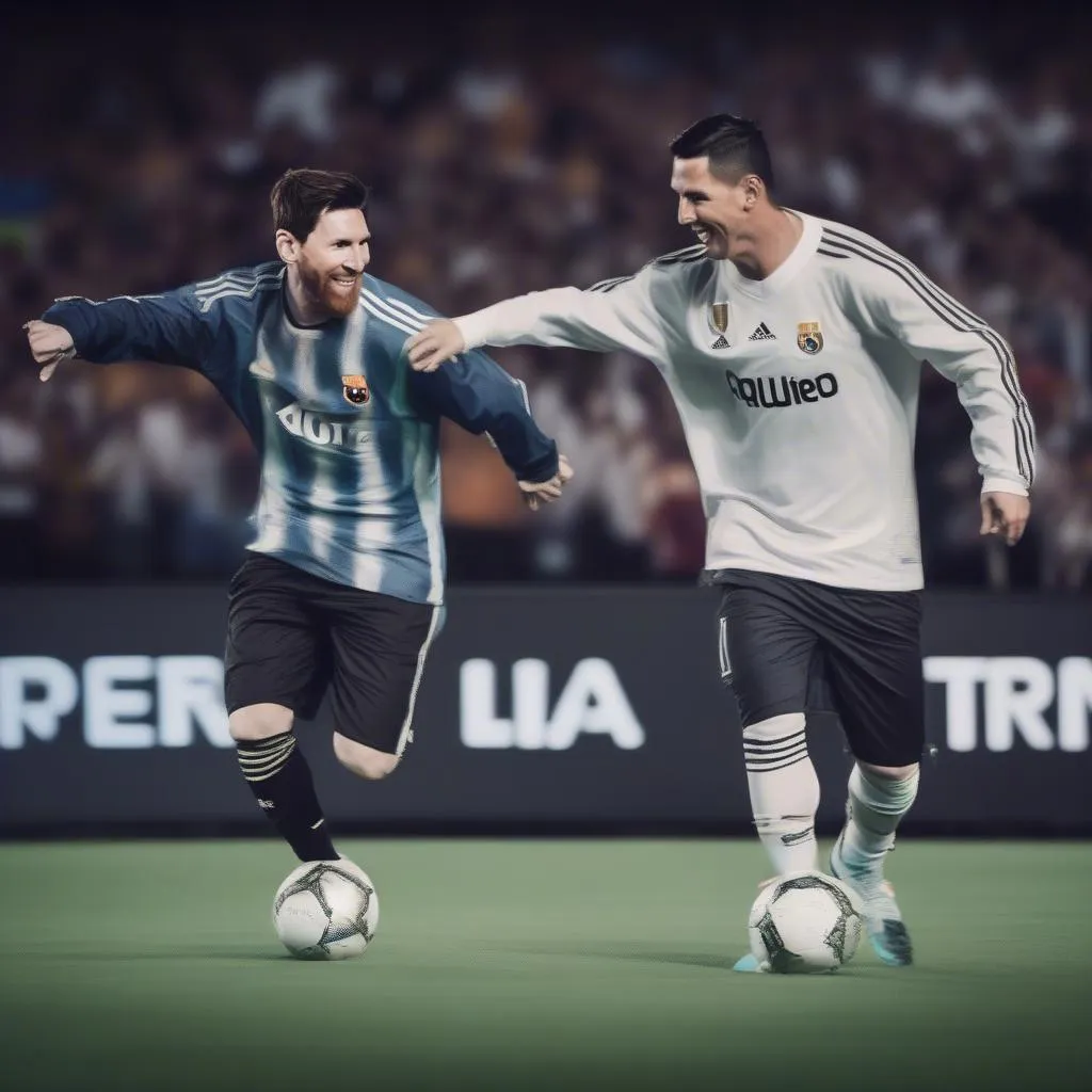 Messi và Ronaldo đang thi đấu F2 Freestyle