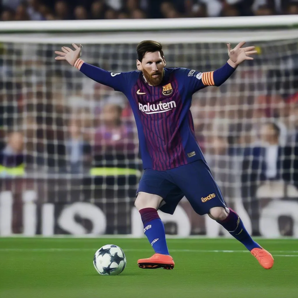 Hình ảnh Messi thực hiện cú đá panenka