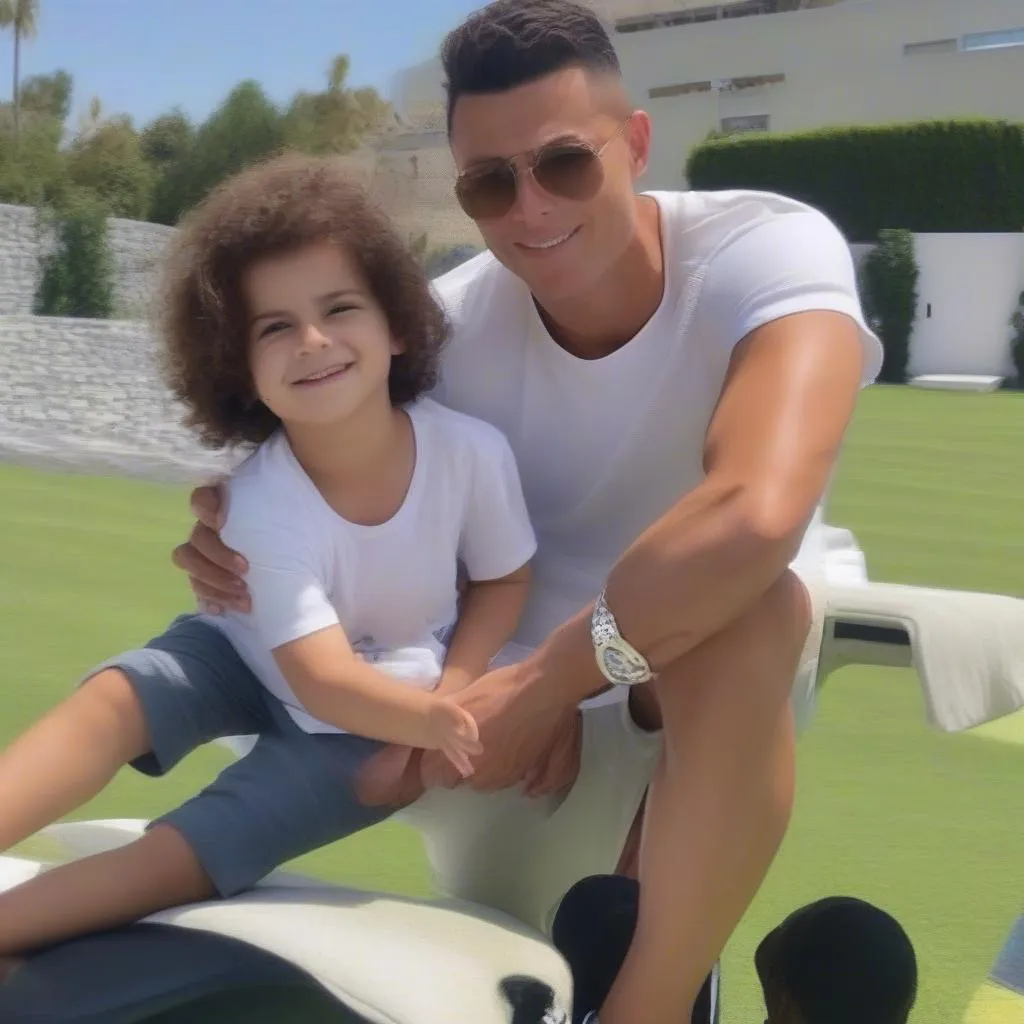 Natacha Rodrigues và Ronaldo cùng con trai của Ronaldo, thể hiện sự thân thiết và gần gũi