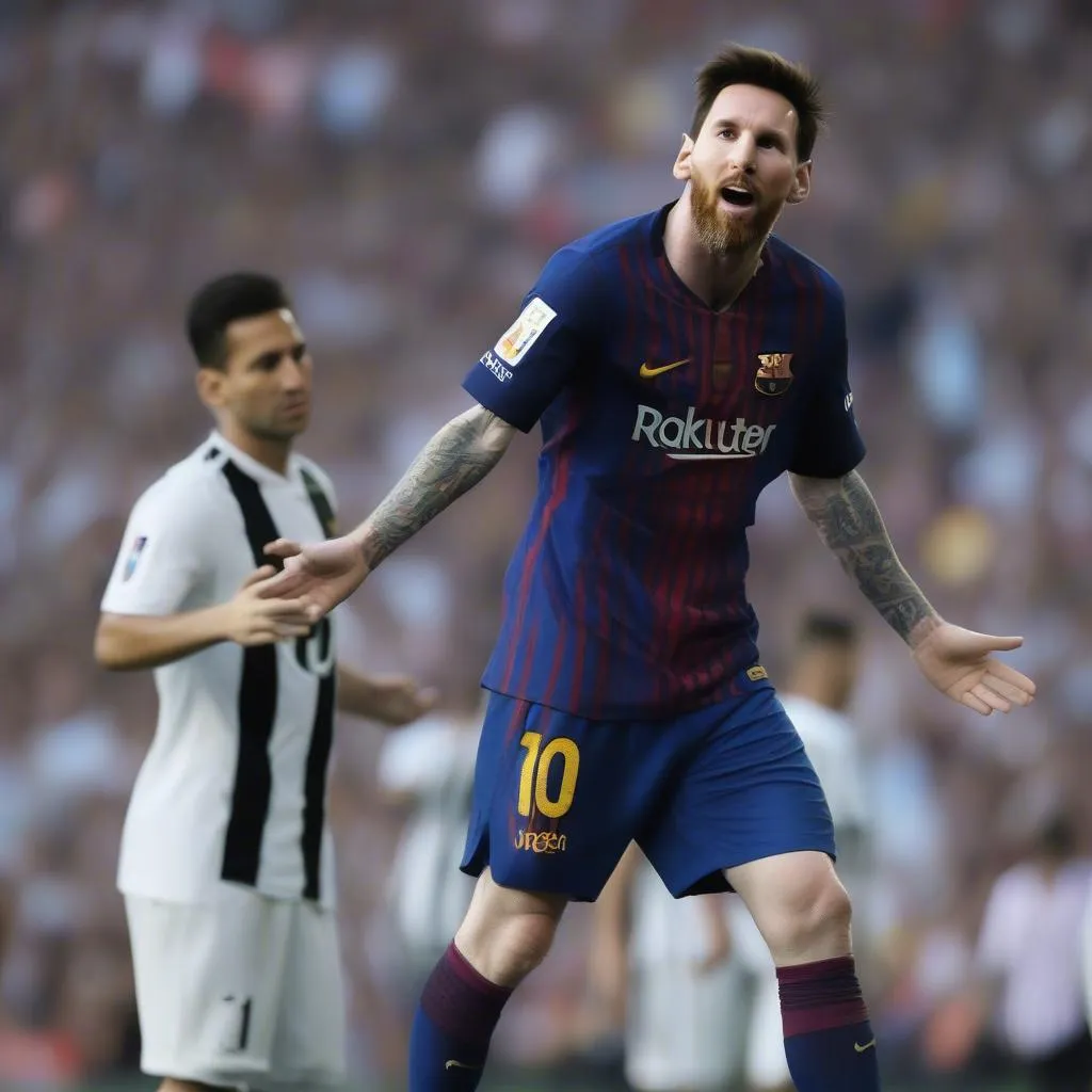 Messi ăn mừng bàn thắng một cách khiêm tốn, thể hiện sự tôn trọng đối thủ 