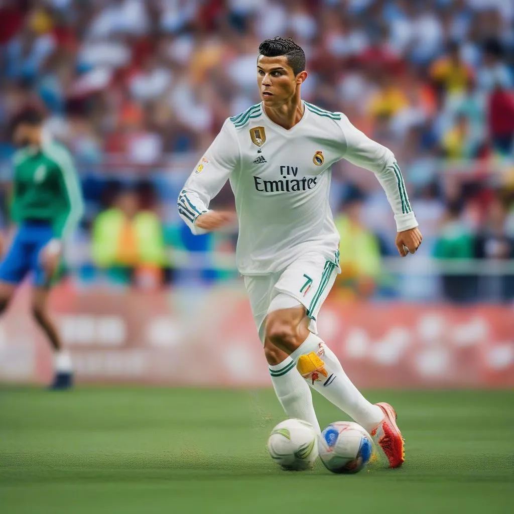 Cầu thủ Cristiano Ronaldo trong một trận đấu bóng đá