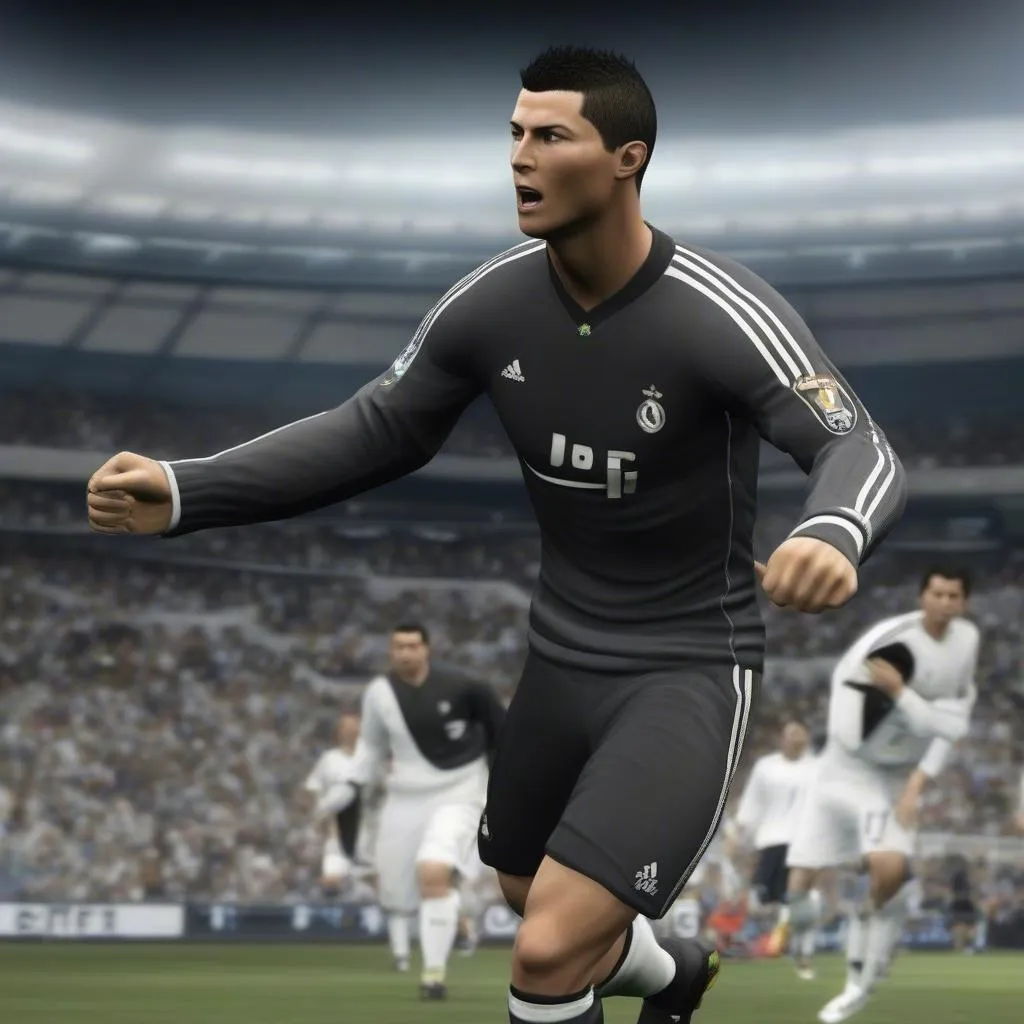 Hình ảnh Cristiano Ronaldo trong game Fifa Manager 12 sau khi được patch