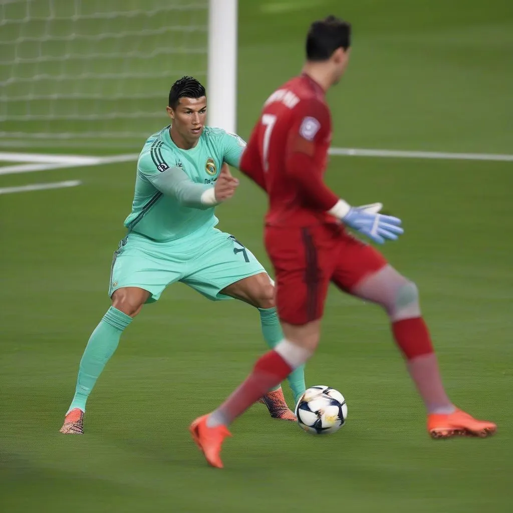 Pha đá penalty của Ronaldo bị chặn trái