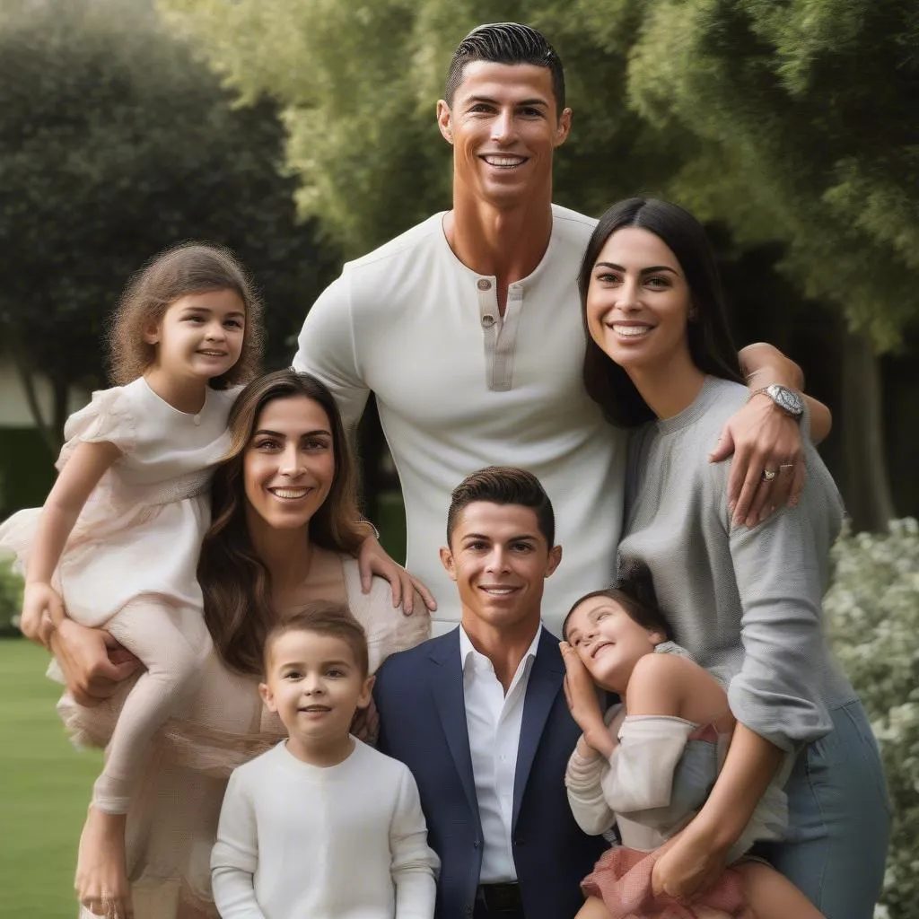 Hình ảnh Cristiano Ronaldo vui vẻ bên gia đình