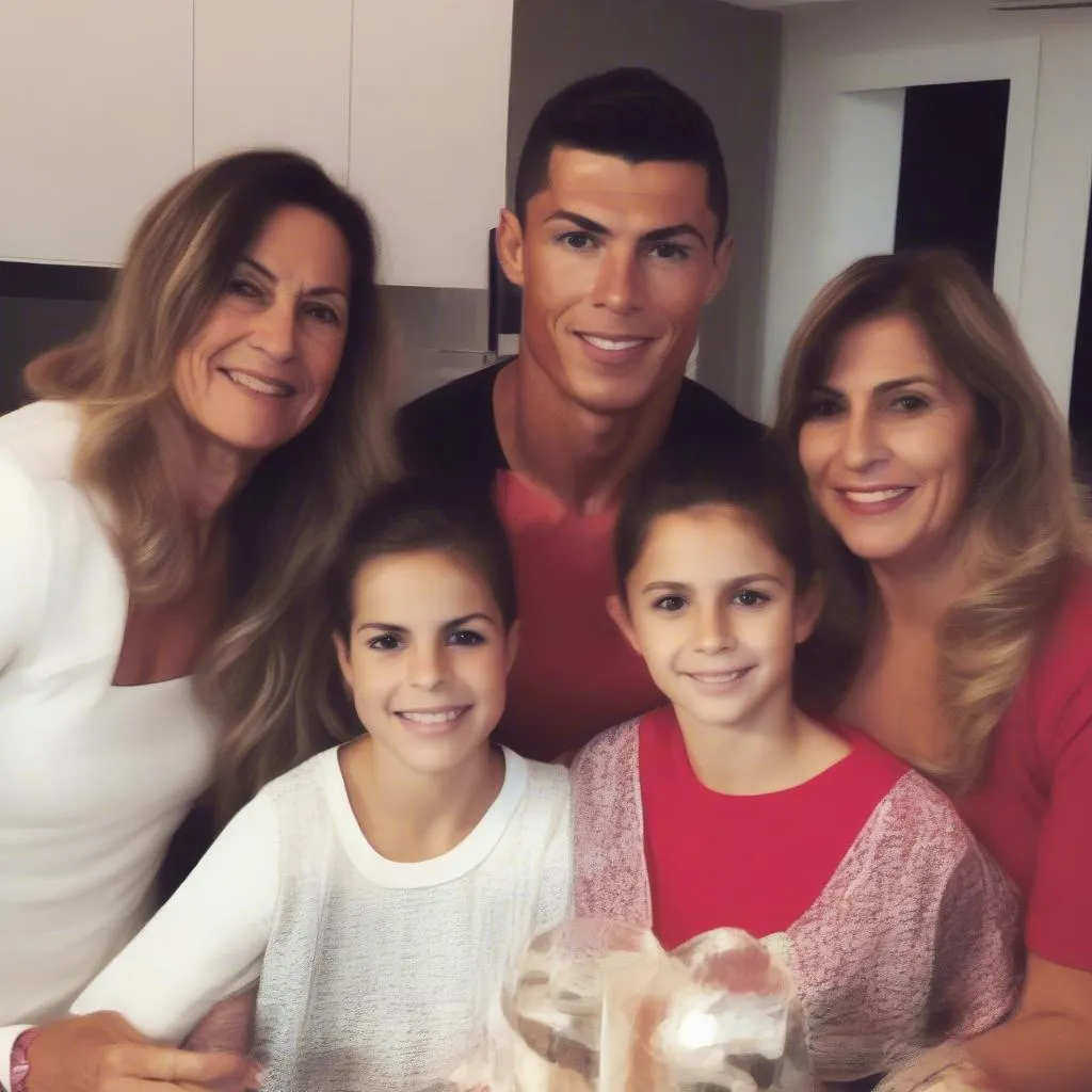 Hình ảnh Cristiano Ronaldo cùng mẹ và chị em