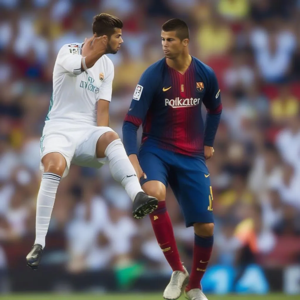 Pique và Ronaldo đối đầu trên sân cỏ