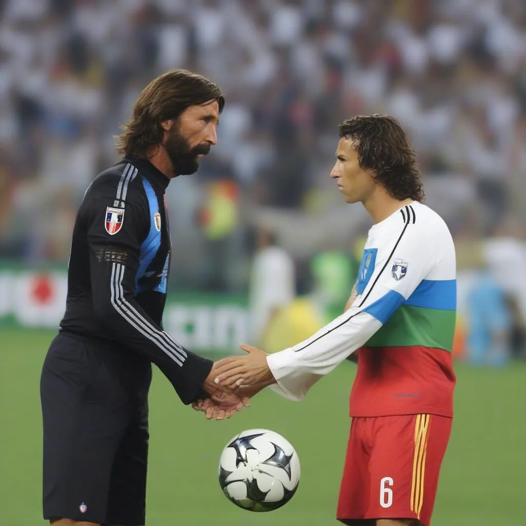 Hình ảnh so sánh Pirlo vs Ronaldo