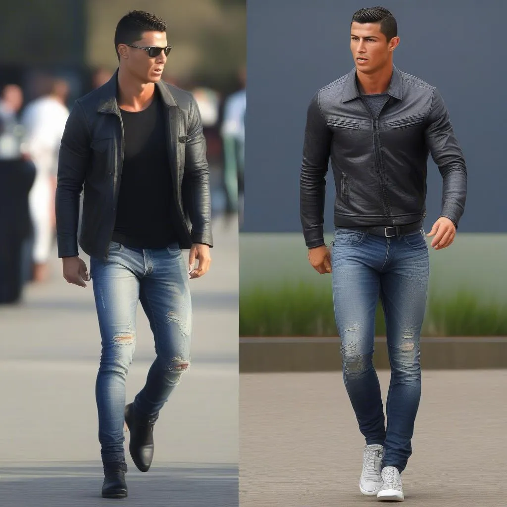 Ronaldo diện quần jeans phong cách thời trang