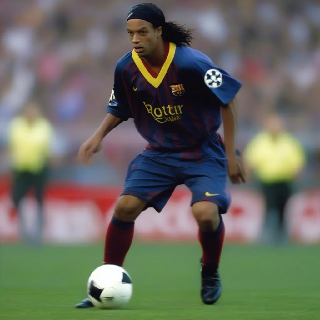 Hình ảnh Ronaldinho trong màu áo Barcelona