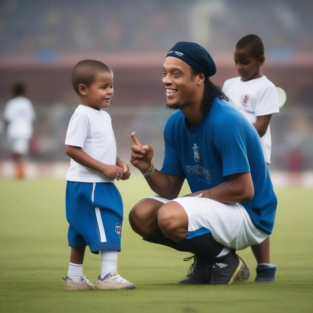 Ronaldinho dành thời gian huấn luyện các em nhỏ