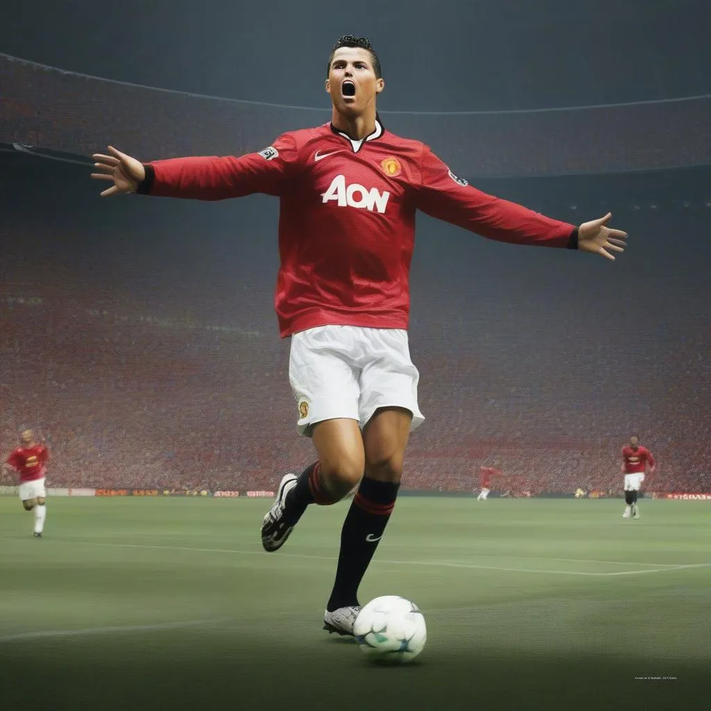 Hình ảnh Ronaldo trong màu áo Manchester United