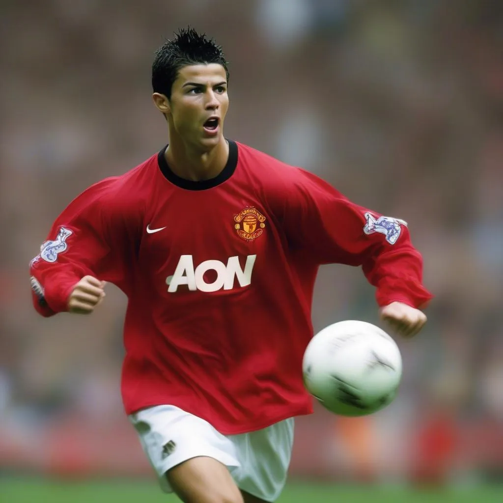 Ronaldo trong màu áo Manchester United năm 2004