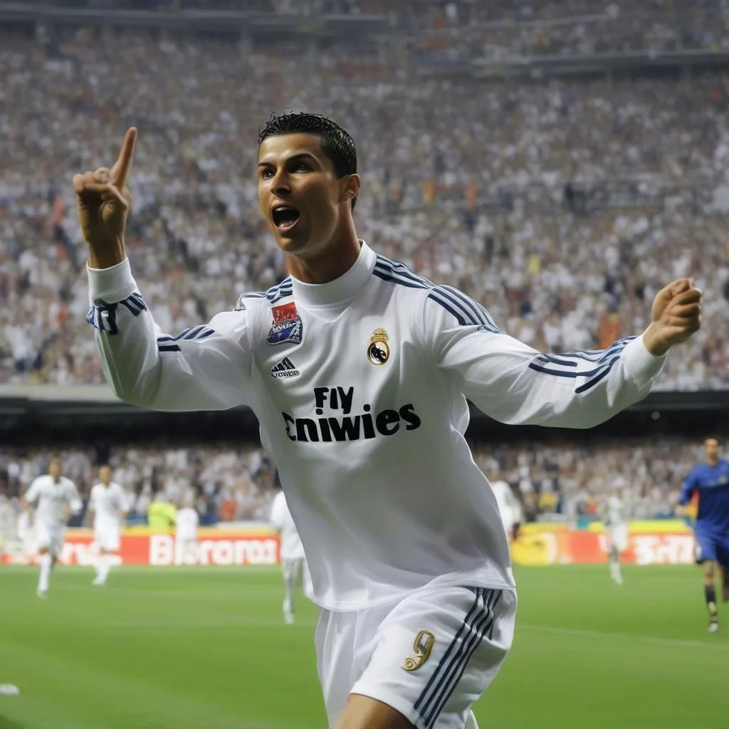 Cristiano Ronaldo ghi bàn cho Real Madrid ở mùa giải 2009-2010