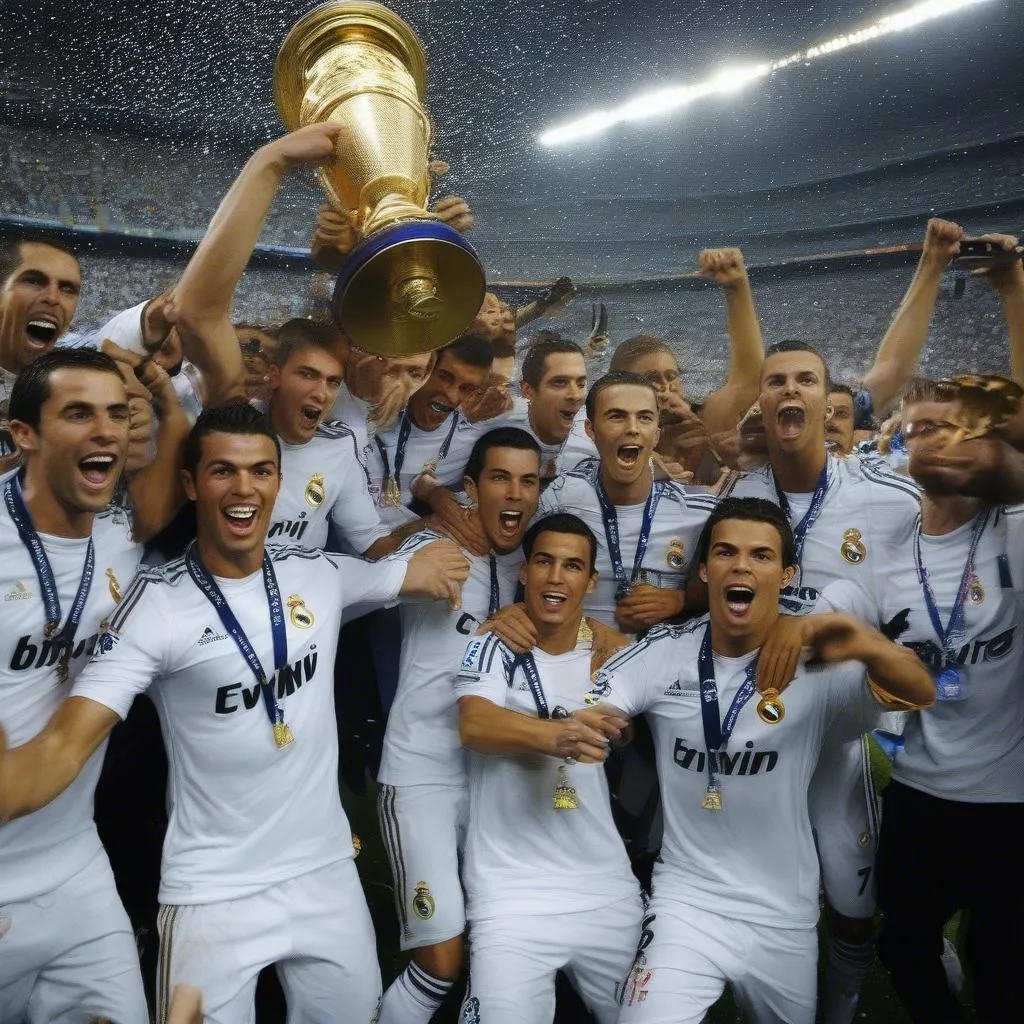 Cristiano Ronaldo Celebrating La Liga Title with Real Madrid in 2012