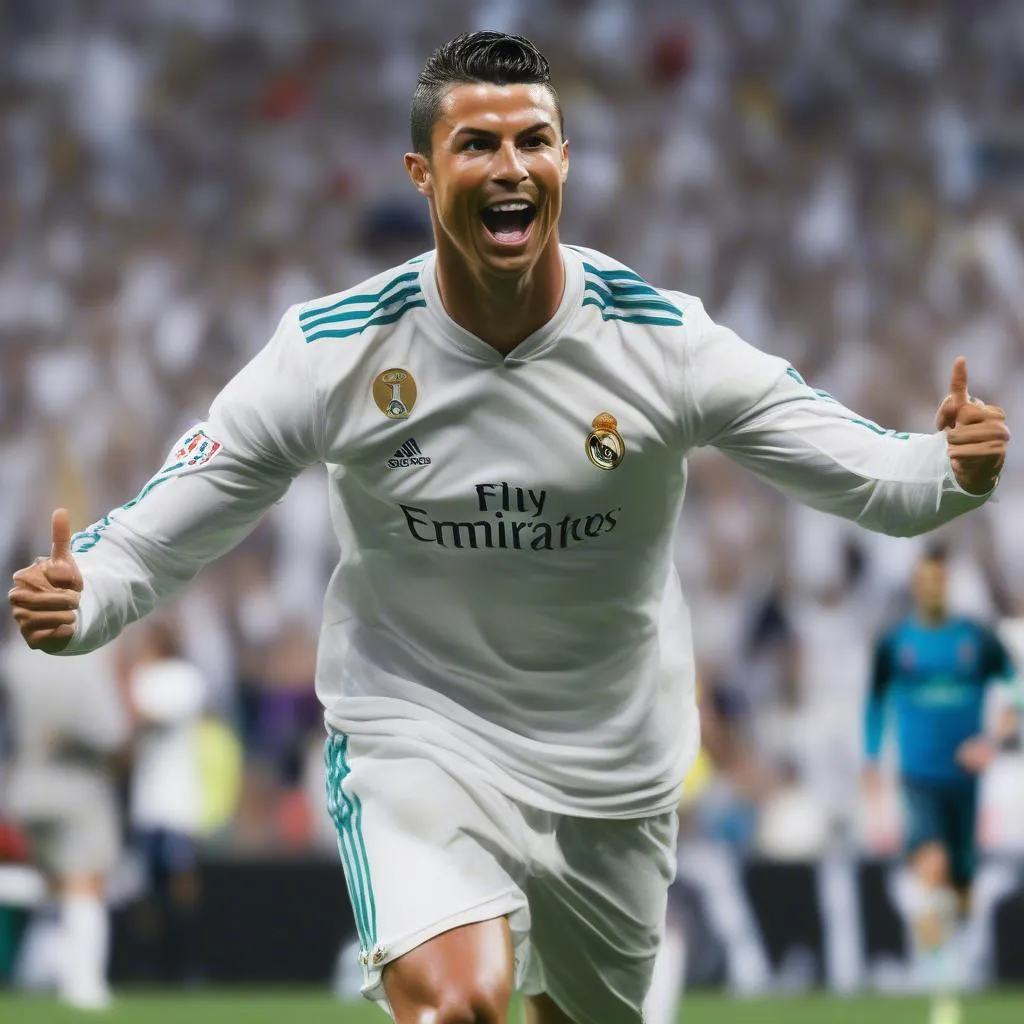 Ronaldo ăn mừng bàn thắng cho Real Madrid