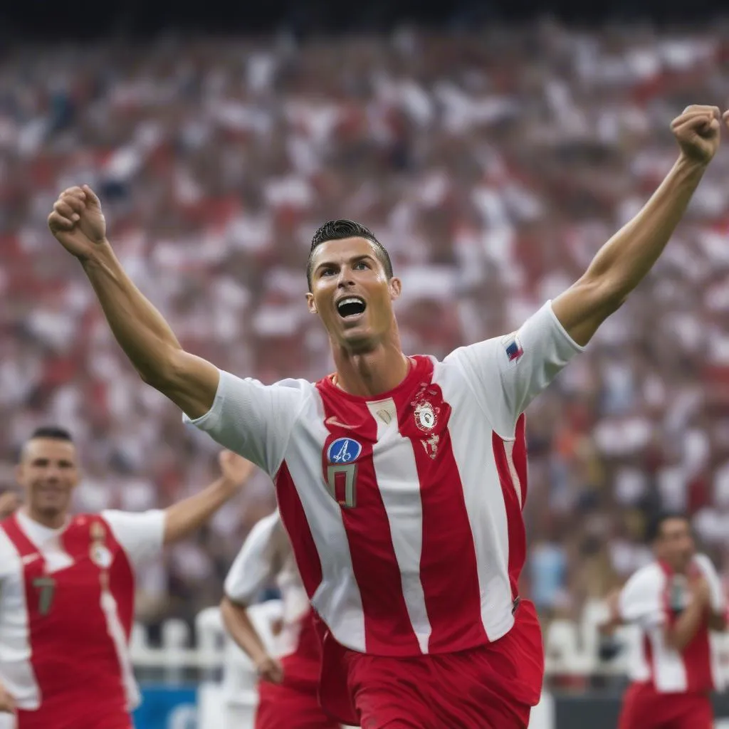 Cristiano Ronaldo trong trận đấu giữa Marseille và Atletico Madrid