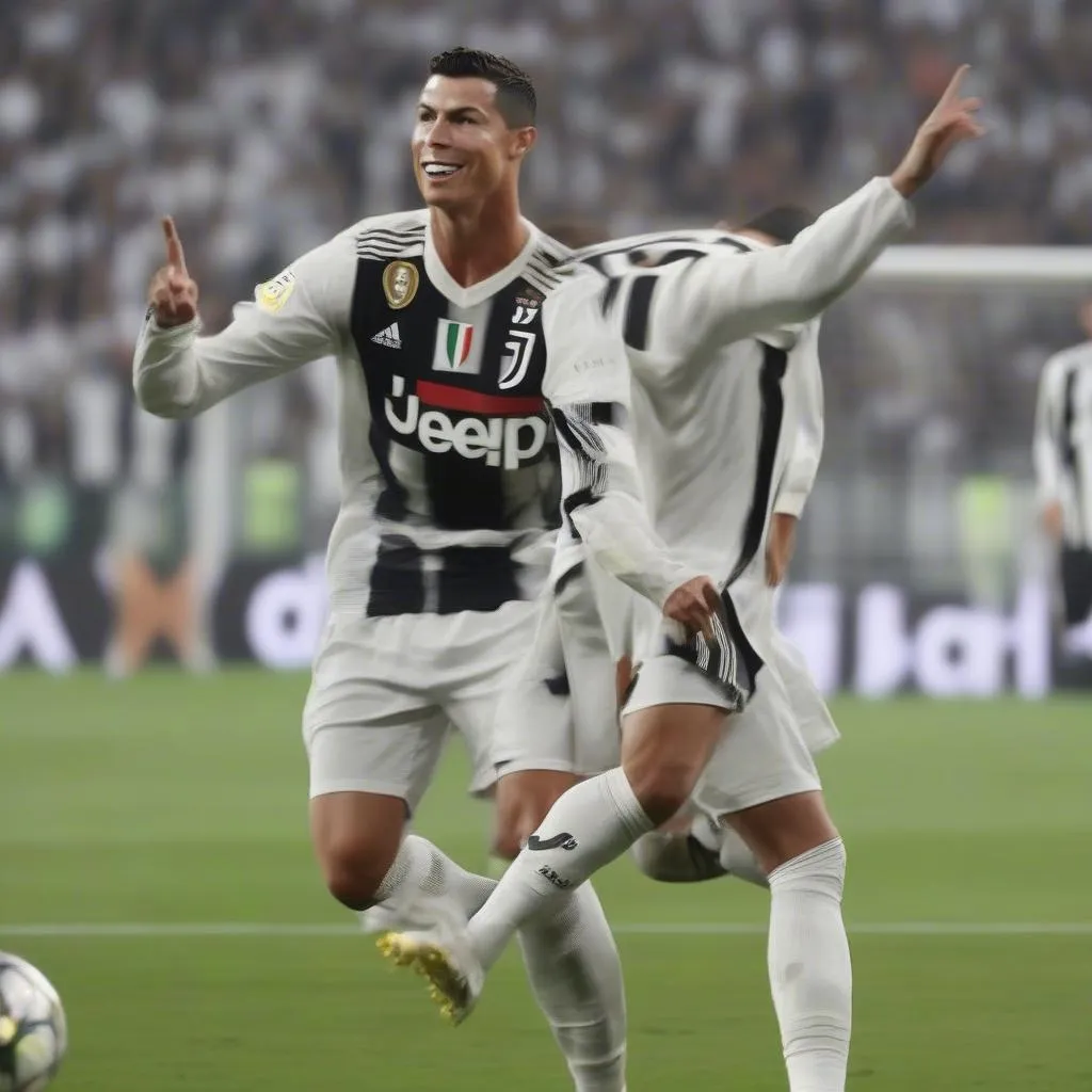 Ronaldo ghi bàn trong màu áo Juventus