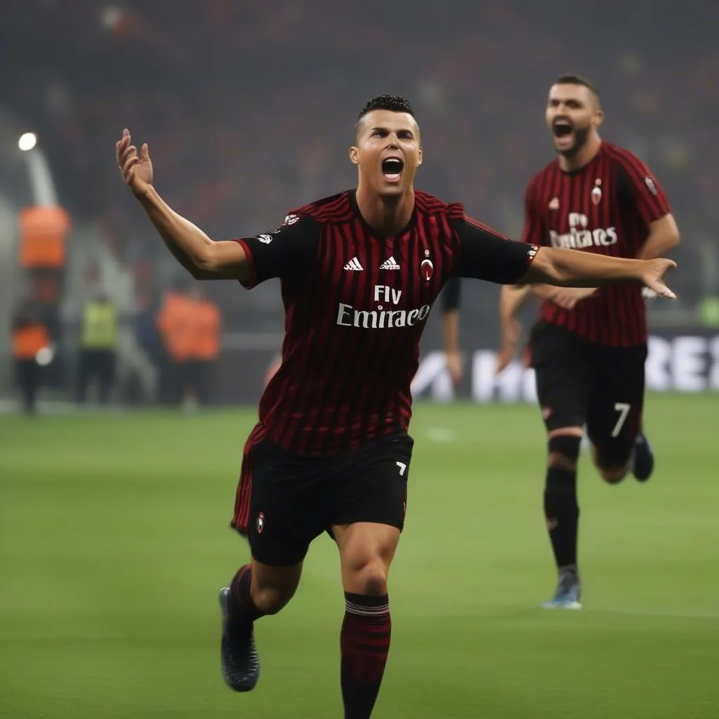 ronaldo ăn mừng bàn thắng ac milan