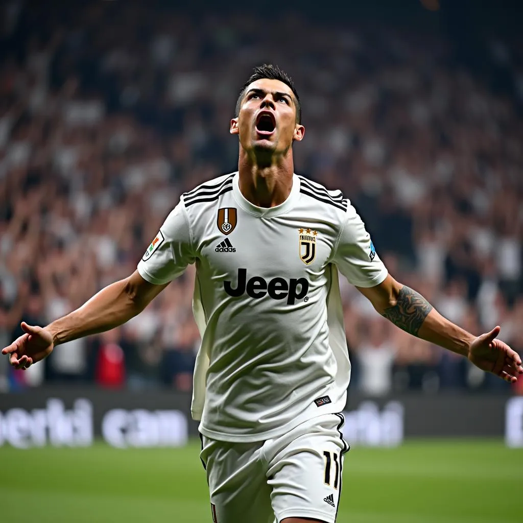 Ronaldo ăn mừng bàn thắng trong màu áo Juventus