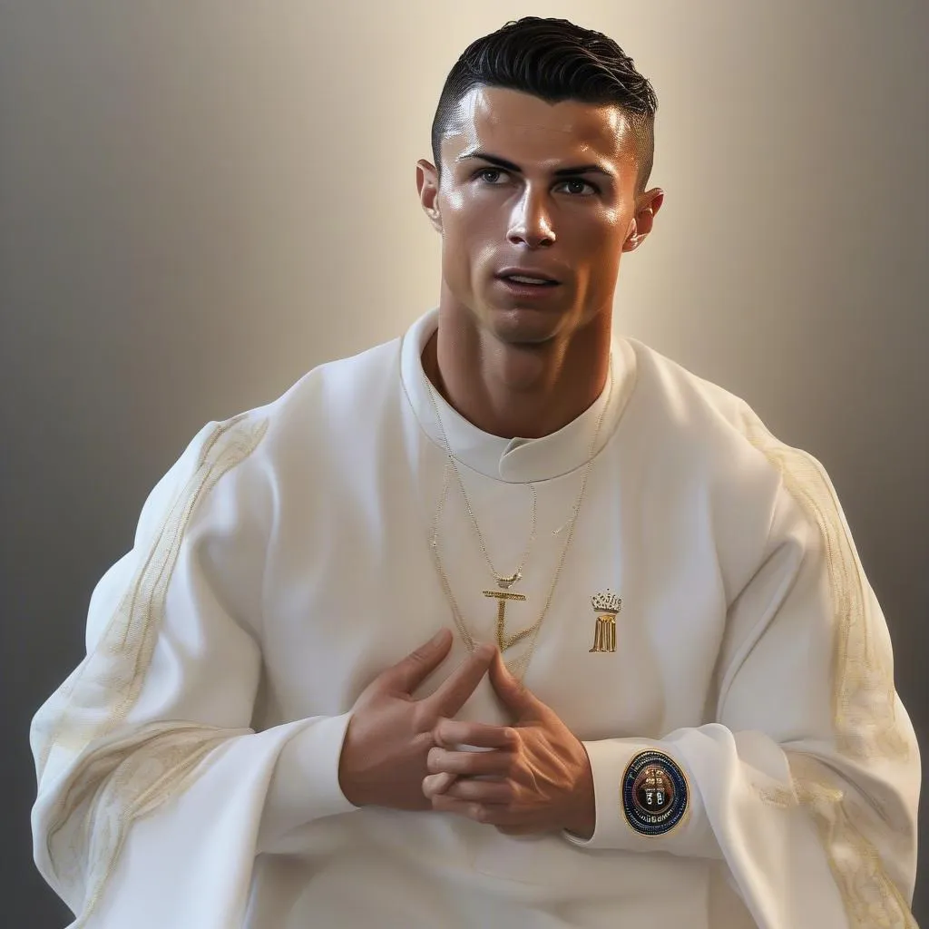 Ronaldo ăn mừng với Chúa trời