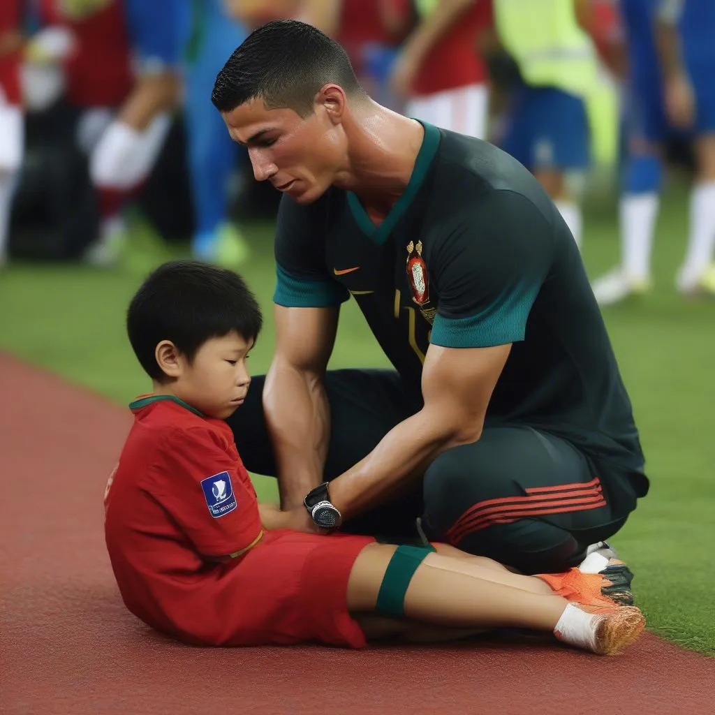 Ronaldo an ủi cậu bé Việt Nam sau trận thua