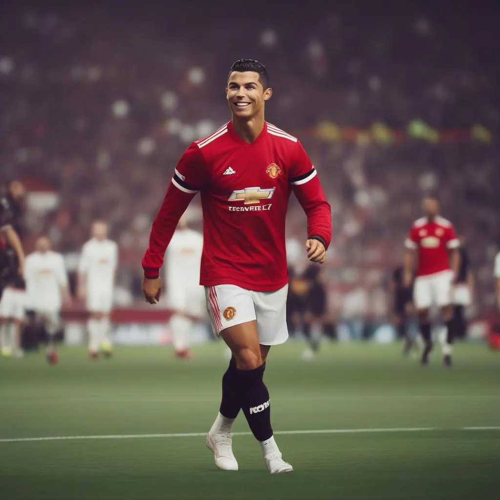 Ronaldo với áo số 7 tại Manchester United