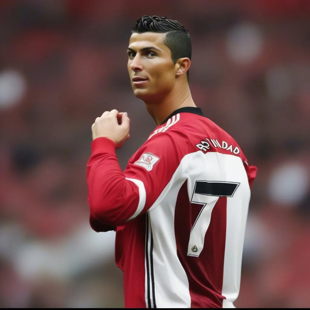 Ronaldo với áo số 7 trong thời gian thi đấu cho MU