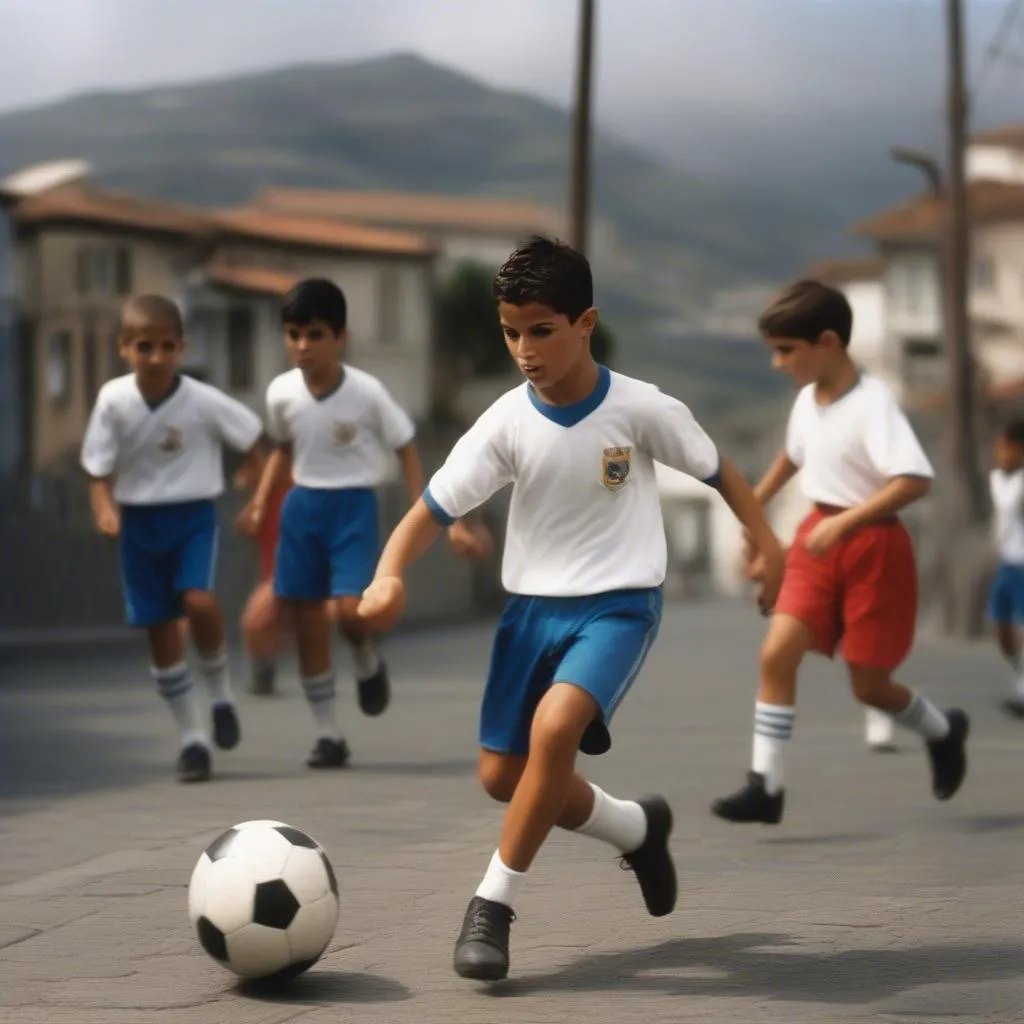 Cristiano Ronaldo chơi bóng trên đường phố ở Madeira, Bồ Đào Nha