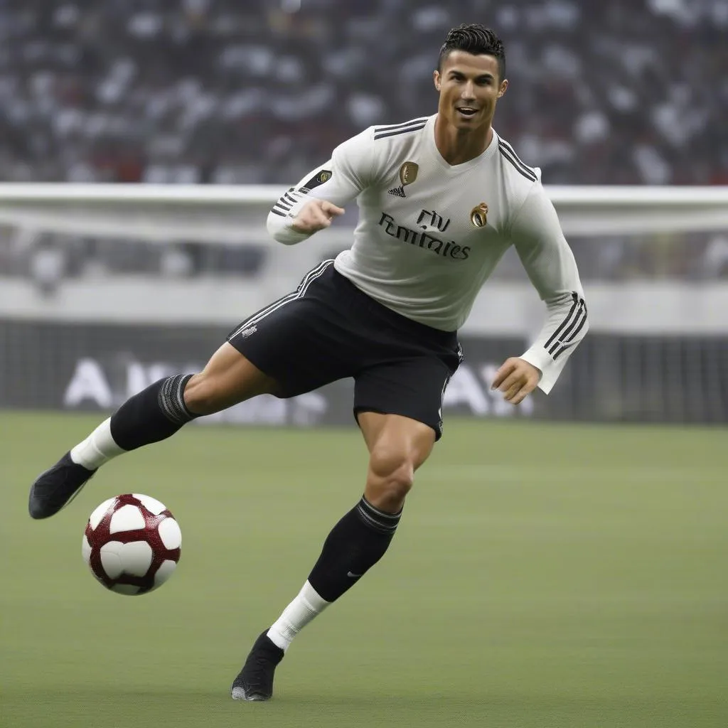 Cristiano Ronaldo với chiếc thắt lưng đen huyền thoại, biểu tượng cho phong độ đỉnh cao của anh trong giai đoạn 2017 - 2018