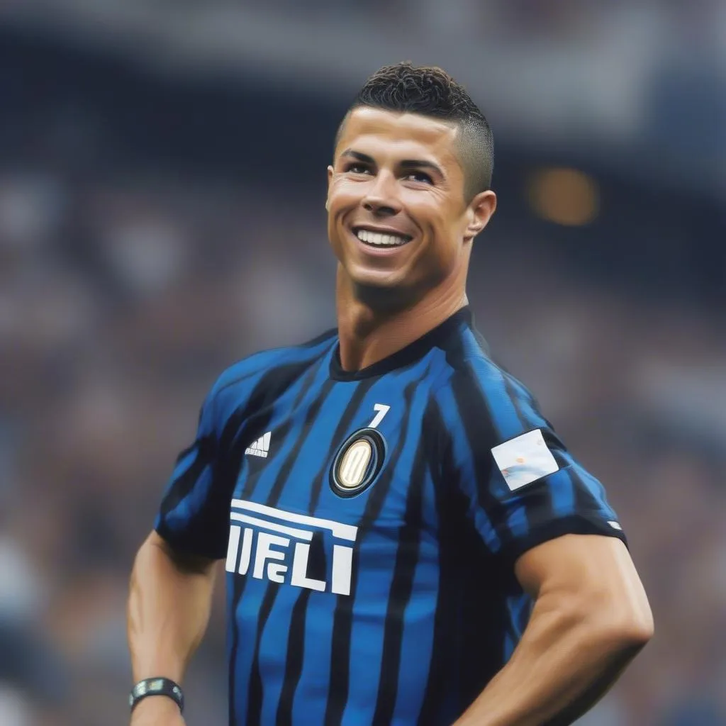 Hình ảnh Ronaldo &quot;béo&quot; trong màu áo Inter Milan, biểu tượng của tài năng và sức mạnh