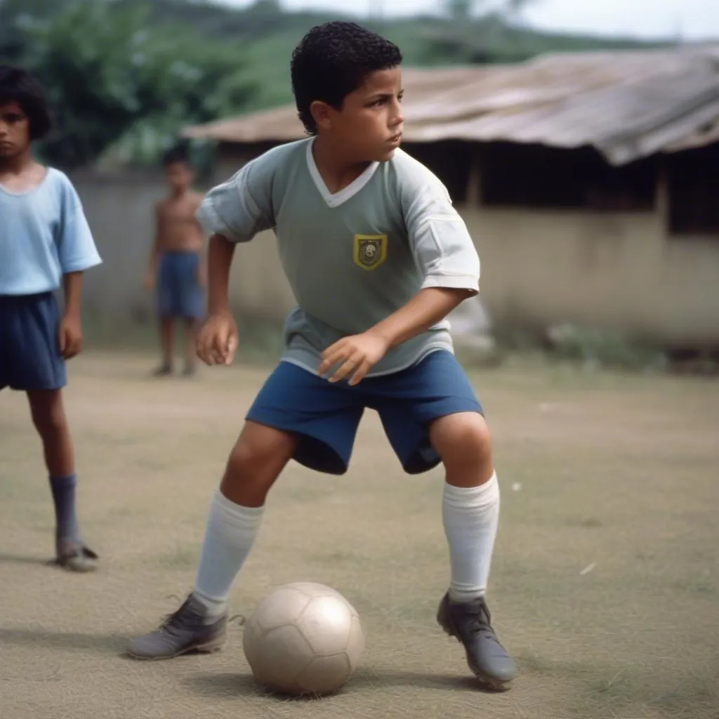 Ronaldo "béo" thời trẻ trên sân cỏ ngoại ô