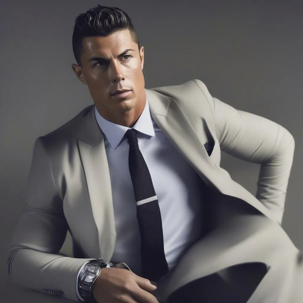 Ronaldo là một người đàn ông lịch lãm, với phong cách thời trang thanh lịch và nét đẹp nam tính đầy cuốn hút