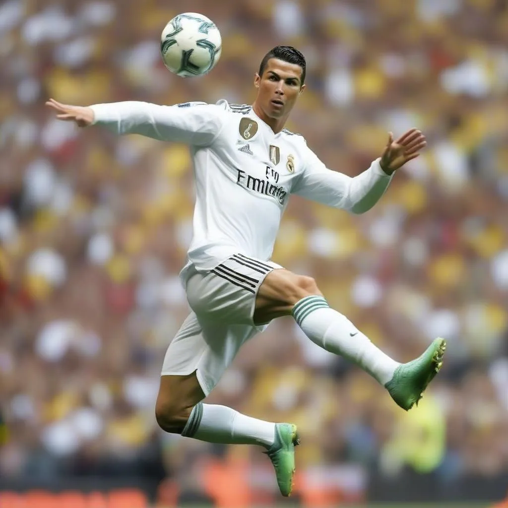 Cristiano Ronaldo ghi bàn bằng một cú sút xa cực mạnh, một pha lập công đầy uy lực