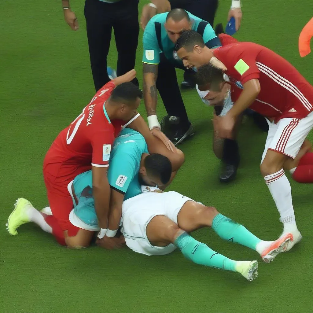 Ronaldo bị Payet chém trong trận chung kết EURO 2016