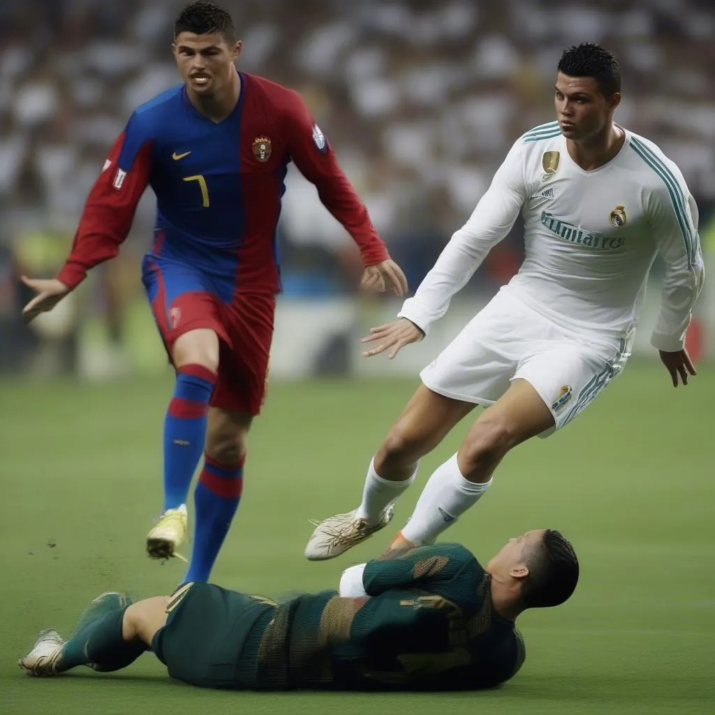 Ronaldo bị phạm lỗi trong trận đấu