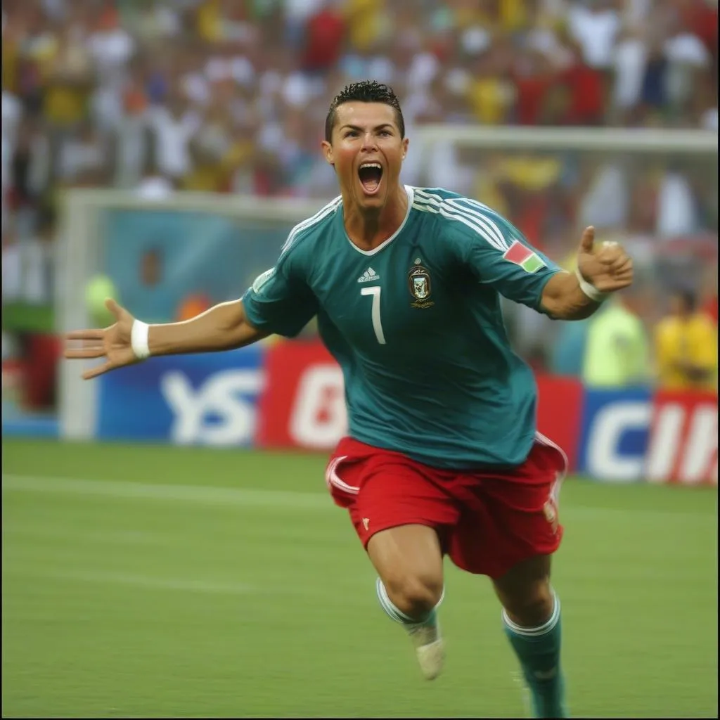 Ronaldo celebrating a goal during the 2006 World Cup