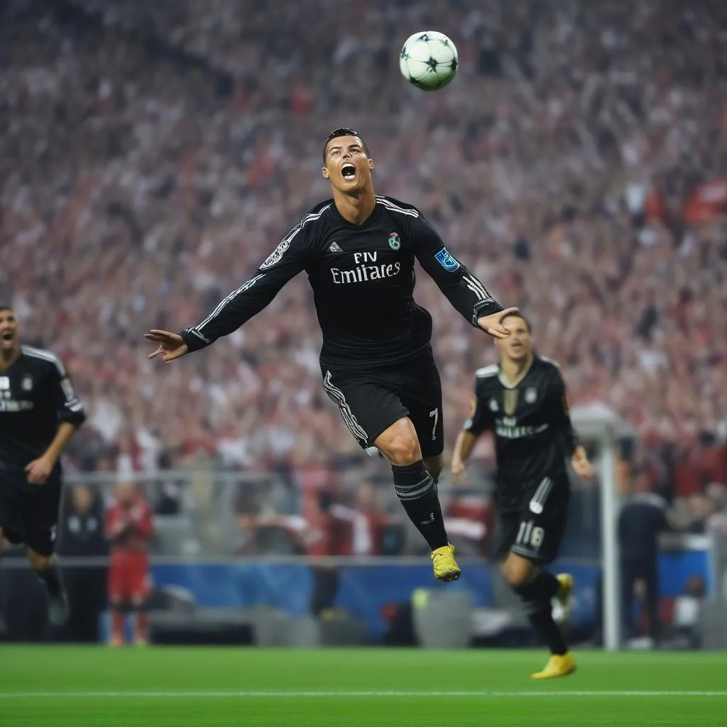 Ronaldo ghi bàn trong trận đấu với Bayern Munich tại Champions League