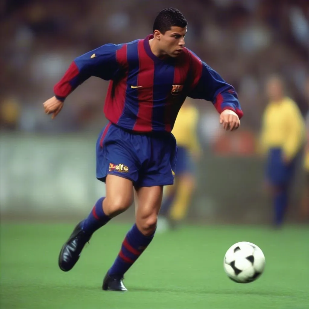 Ronaldo trong màu áo Barcelona năm 1996