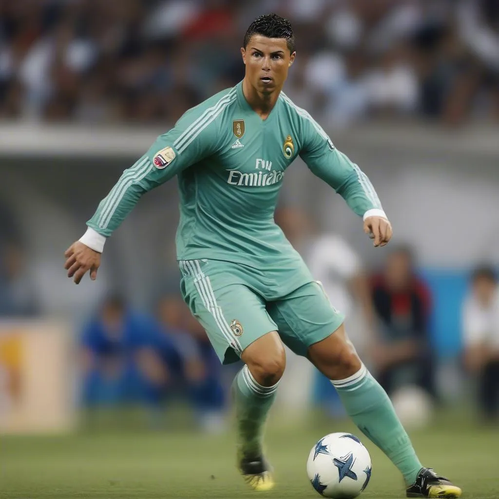 Ronaldo Brazil trong một trận đấu đỉnh cao, thể hiện tài năng thiên bẩm và sức mạnh phi thường trên sân cỏ.