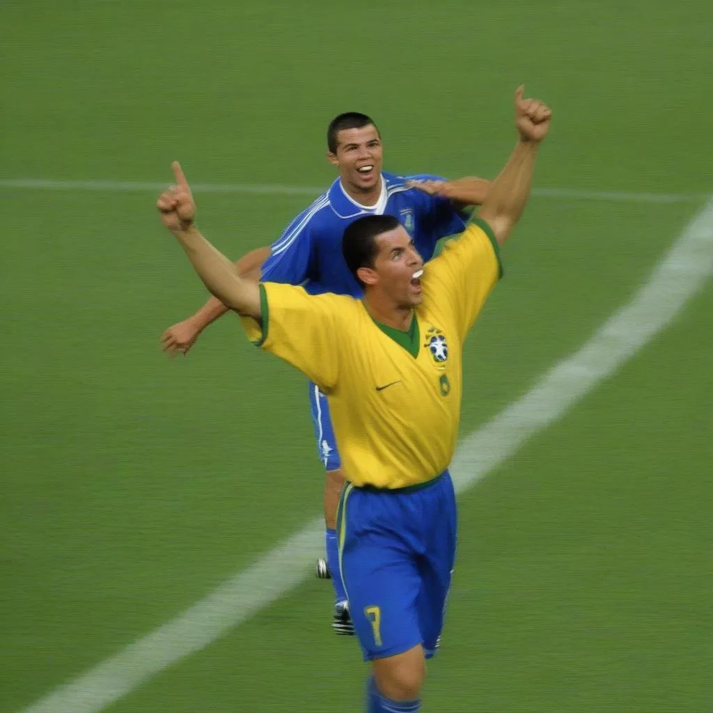 Ronaldo ăn mừng bàn thắng tại World Cup 2002