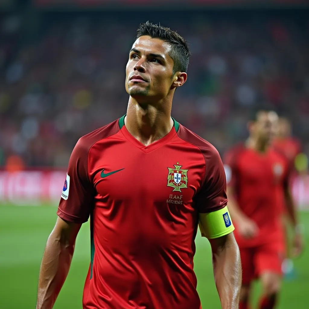 Ronaldo buồn bã trong trận đấu cuối cùng trong màu áo đội tuyển quốc gia