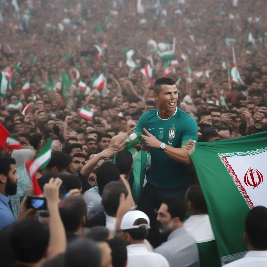 Hình ảnh Ronaldo được CĐV Iran chào đón nồng nhiệt