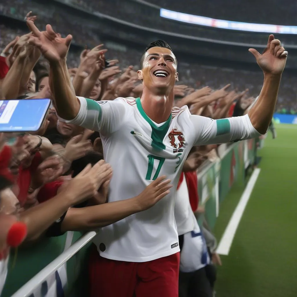 Cristiano Ronaldo chia sẻ niềm vui với người hâm mộ Bồ Đào Nha