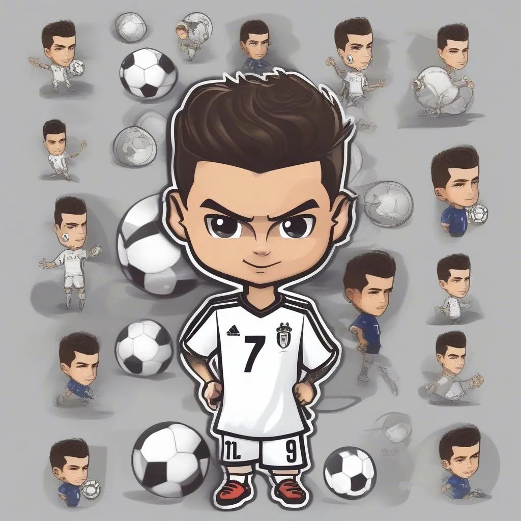 Ronaldo chibi được in trên áo phông, cốc, móc khóa